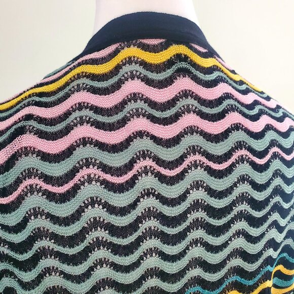 MISSONI Women's Long Duster Open Cardigan Multi-colour Waves Flared Sleeves Boho - Picture 9 of 14